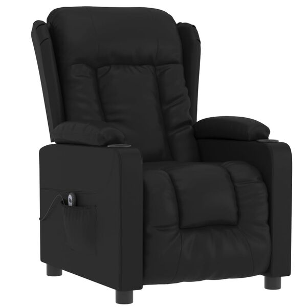 vidaXL Sillón reclinable eléctrico de cuero sintético negro