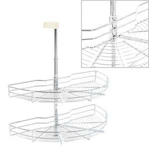 vidaXL Bandeja cocina alambre 2 niveles plata 180 grados 75x38x80 cm
