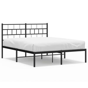 vidaXL Estructura cama sin colch&oacute;n con cabecero metal negro 160x200 cm