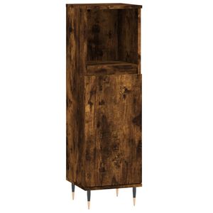 vidaXL Armario de ba&ntilde;o madera contrachapada roble ahumado 30x30x100 cm