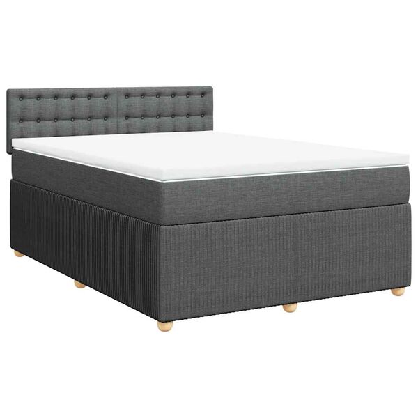 vidaXL Cama box spring con colch&oacute;n tela gris oscuro 140x200 cm