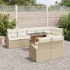 vidaXL Conjunto de sof&aacute; de jard&iacute;n con coj&iacute;n 9 pcs Beige Polirat&aacute;n