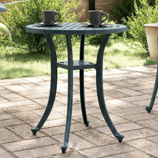 vidaXL Mesa de jard&iacute;n aluminio fundido verde &Oslash;48x53 cm