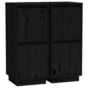 vidaXL Aparador 2 uds madera maciza de pino negro 31,5x34x75 cm