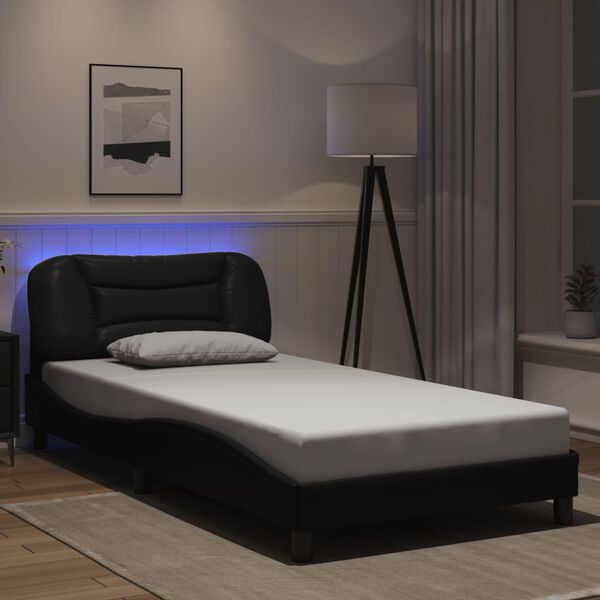 vidaXL Estructura de cama con LED sin colchón Hvar negro 100x200 cm