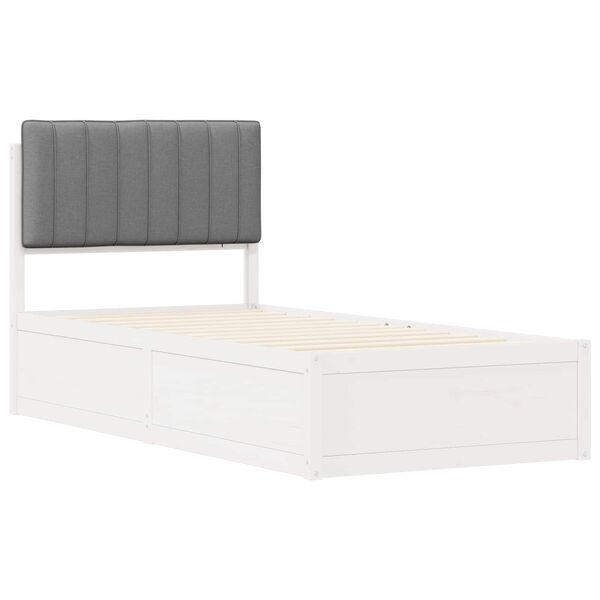 vidaXL Estructura de Cama con Cabecera Tapizada Gris Claro 90 x 190 cm