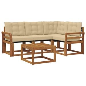 vidaXL Conjunto de sof&aacute;s de exterior 5 uds. Natural y Beige