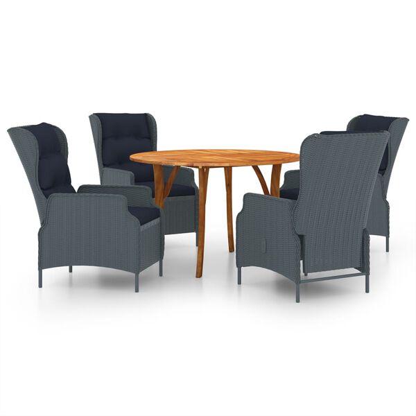 vidaXL Juego de comedor para jard&iacute;n de 5 piezas gris oscuro