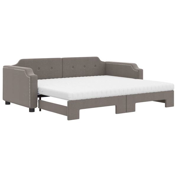 vidaXL Sof&aacute; cama nido con colch&oacute;n tela taupe 80x200 cm