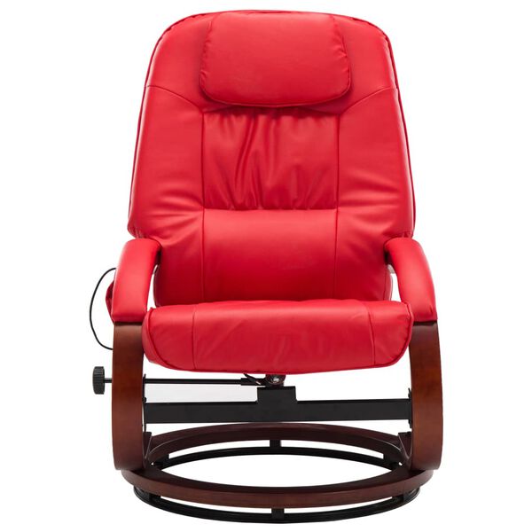 vidaXL Sill&oacute;n de masaje con reposapi&eacute;s cuero sint&eacute;tico rojo