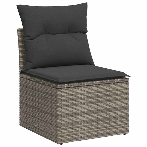 vidaXL Set de muebles de jard&iacute;n 6 pzas y cojines rat&aacute;n sint&eacute;tico gris