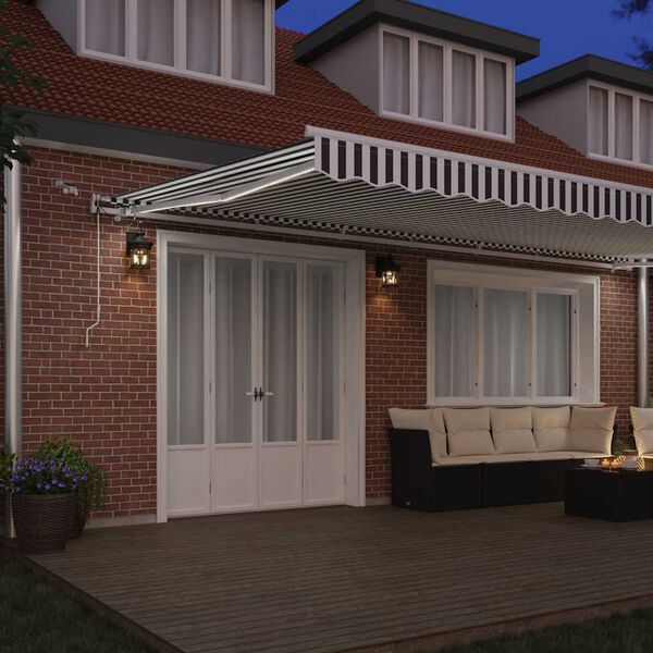 vidaXL Toldo retr&aacute;ctil autom&aacute;tico luces LED antracita blanco 600x300cm