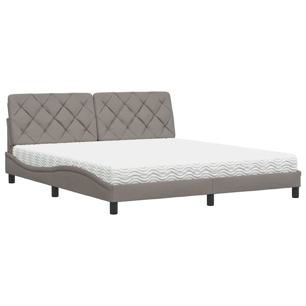 vidaXL Cama con colch&oacute;n de tela gris taupe 180x200 cm