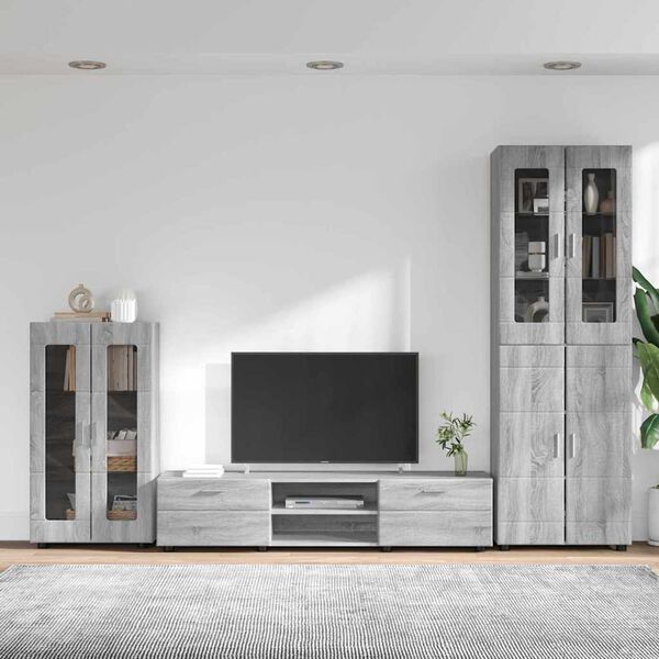 vidaXL Conjunto de mueble de TV Gris Sonoma Madera de ingenier&iacute;a