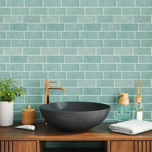 vidaXL Azulejo de metro 10 pcs Verde grisáceo 29.4 x 21.4 cm