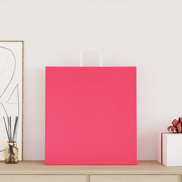 vidaXL Bolsas de papel con asas 250 uds rosa 45x17x48 cm
