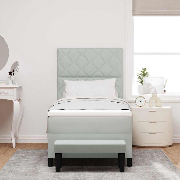 vidaXL Cama tipo Box Spring Gris Claro 90 x 200 cm Terciopelo