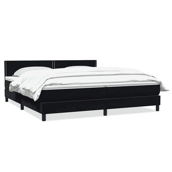 vidaXL Cama box spring con colch&oacute;n terciopelo negro 180x210 cm