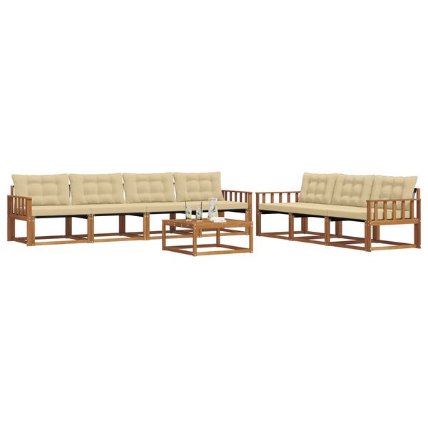 vidaXL Conjunto de sof&aacute;s de exterior con coj&iacute;n 8 pcs Natural y Beige