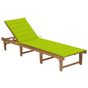 vidaXL Tumbona plegable con coj&iacute;n madera maciza de acacia