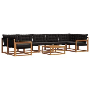 vidaXL Conjunto de sof&aacute;s de exterior con coj&iacute;n 8 pcs Natural y negro