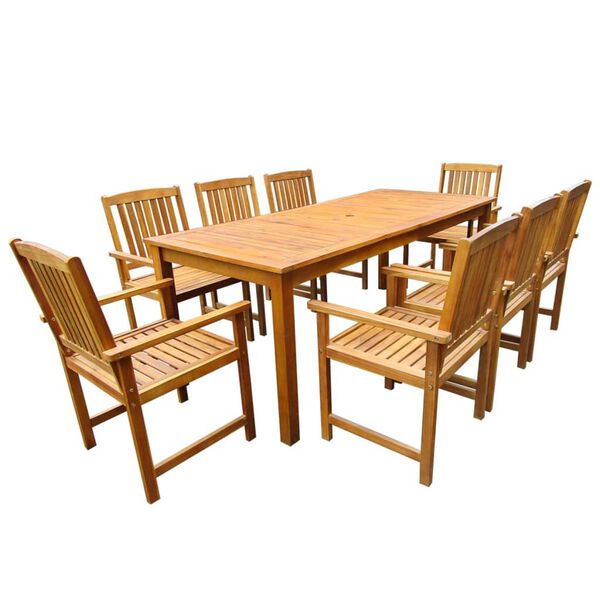 vidaXL Set de comedor de jard&iacute;n 9 piezas madera maciza de acacia