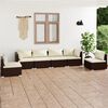 vidaXL Set muebles de jard&iacute;n 6 piezas y cojines rat&aacute;n sint&eacute;tico marr&oacute;n