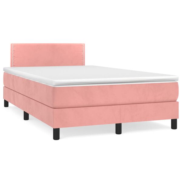 vidaXL Cama box spring con colch&oacute;n terciopelo rosa 120x200 cm