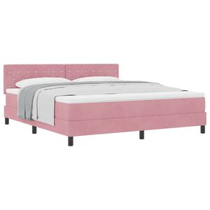 vidaXL Cama tipo Box Spring con colch&oacute;n Rosa 180 x 200 cm Terciopelo