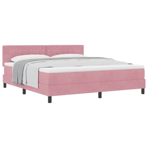 vidaXL Cama tipo Box Spring con colch&oacute;n Rosa 180 x 200 cm Terciopelo