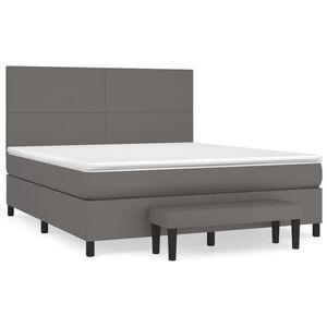 vidaXL Cama box spring con colch&oacute;n cuero sint&eacute;tico gris 180x200 cm