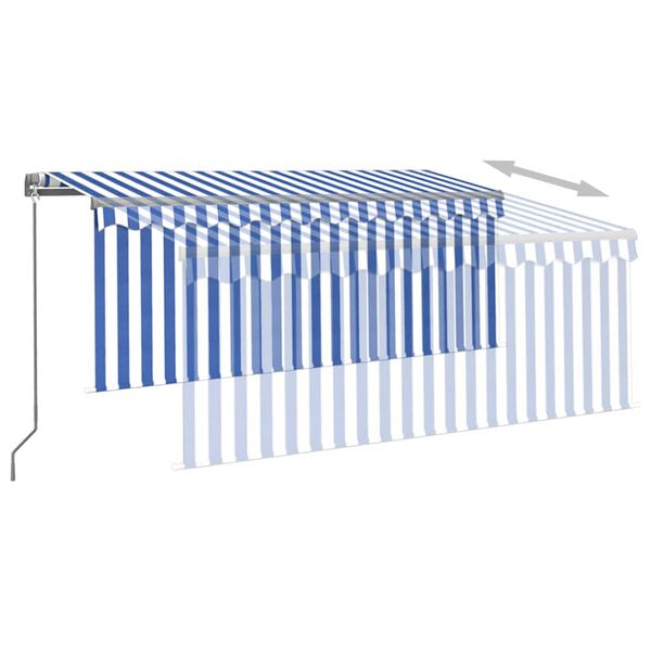 vidaXL Toldo retr&aacute;ctil manual con persiana azul y blanco 3,5x2,5 m