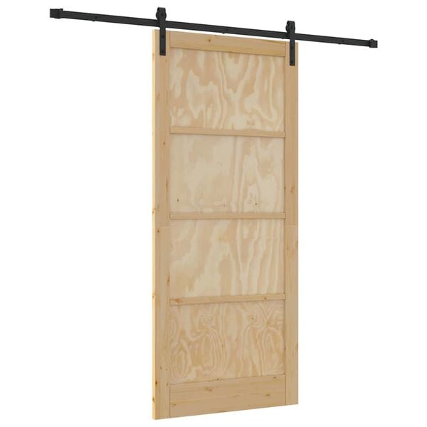 vidaXL Puerta Corredera Marr&oacute;n 93 x 211 cm Madera de pino macizo