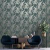 DUTCH WALLCOVERINGS Papel pintado pavo real verde y plateado