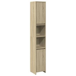 vidaXL Armario de ba&ntilde;o madera contrachapada color roble 30x30x183,5 cm