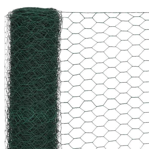 vidaXL Alambrada de gallinero acero revestimiento PVC verde 25x1,5 m