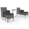 vidaXL Mesa sillas jard&iacute;n 5 pzas rat&aacute;n sint&eacute;tico vidrio templado gris