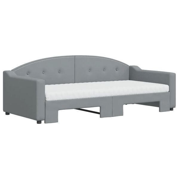 vidaXL Sofá cama nido con colchón tela gris claro 90x190 cm