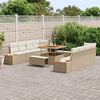 vidaXL Conjunto de sof&aacute;s de jard&iacute;n con coj&iacute;n 11 pcs Beige Polirat&aacute;n