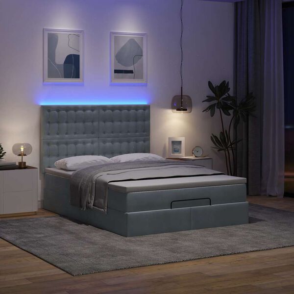 vidaXL Estructura cama otomana colchones terciopelo gris oscuro