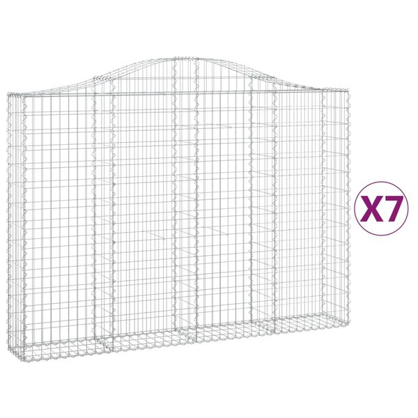 vidaXL Cestas gaviones 7 uds forma de arco hierro 200x30x140/160 cm