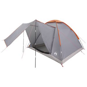 vidaXL Tienda de camping Gris y naranja 4 personas Poli&eacute;ster y Acero