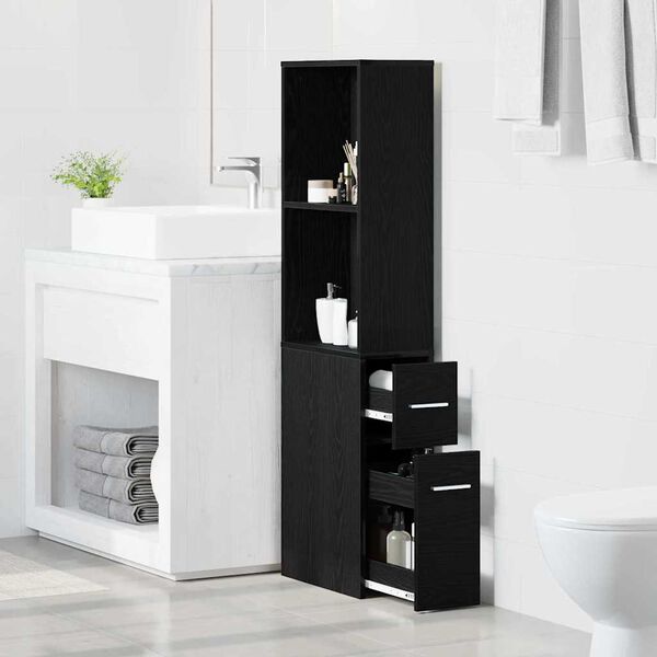 vidaXL Juego de muebles de ba&ntilde;o Roble Negro 22 x 41 x 135 cm