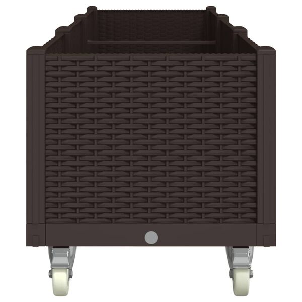 vidaXL Jardinera con ruedas PP marr&oacute;n 240x50x54 cm