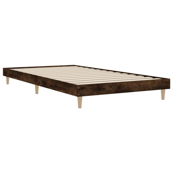 vidaXL Estructura de cama sin colch&oacute;n madera roble ahumado 90x190 cm