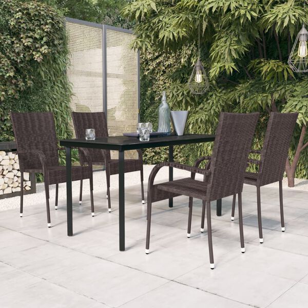 vidaXL Juego de comedor de jardín 5 piezas marrón y negro