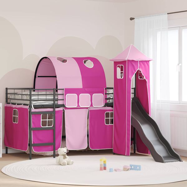 vidaXL Estructura de litera para ni&ntilde;os Negro y Rosa 79,5 x 200 cm