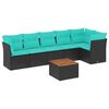 vidaXL Set de sof&aacute;s de jard&iacute;n 7 pzas con cojines rat&aacute;n sint&eacute;tico negro