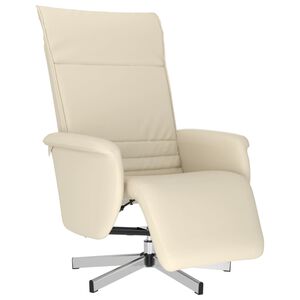 vidaXL Sill&oacute;n reclinable con reposapi&eacute;s cuero sint&eacute;tico color crema