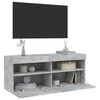 vidaXL Mueble de TV de pared con luces LED gris hormig&oacute;n 100x30x40 cm